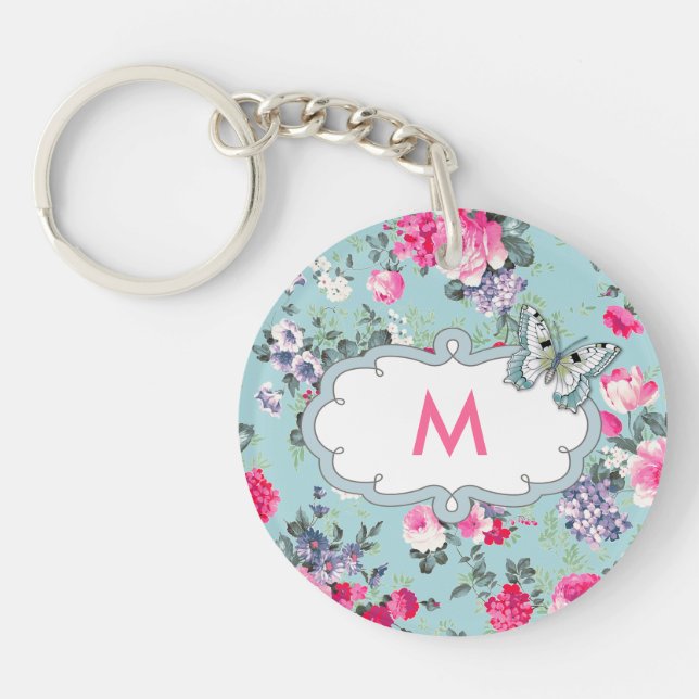 Papillon et Rose cadeau Monogramme personnalisé (Devant)