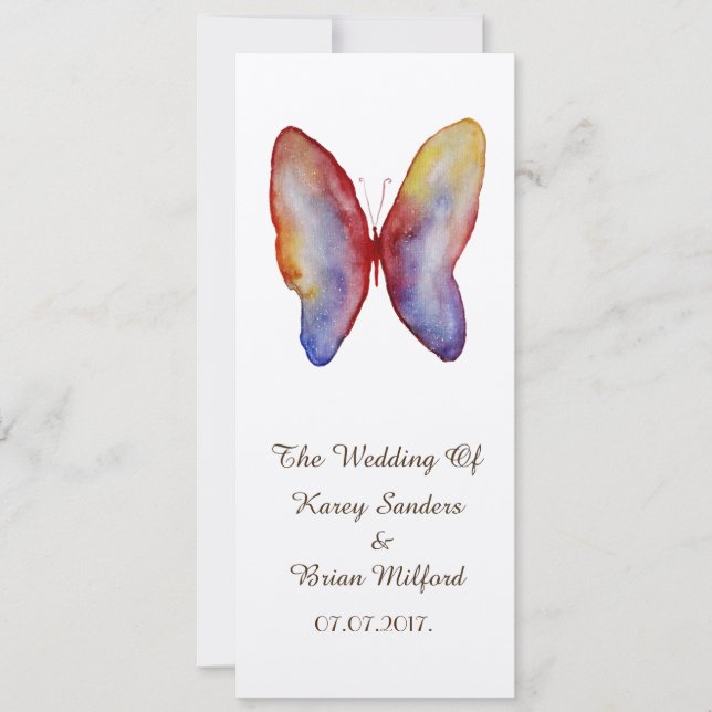 Papillon, Faire-part de mariage d'aquarelle (Devant)