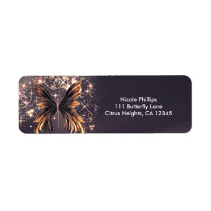 Papillon Fantastique Paillettes Dorées