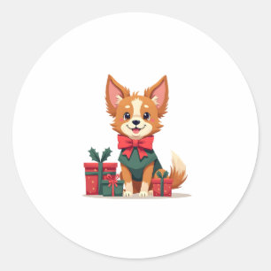 Papillon Festive Bow Classic Round Sticker