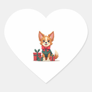 Papillon Festive Bow Heart Sticker