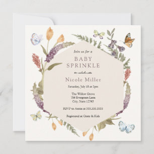 Papillon Fleur Jardin Bébé Saupoudrer Invitation