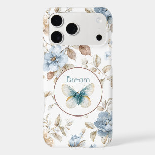 Papillon Fleurs Crème Bleu Marron Brun