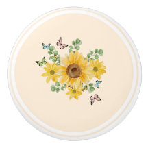 papillon floral à bouton de traction cermique