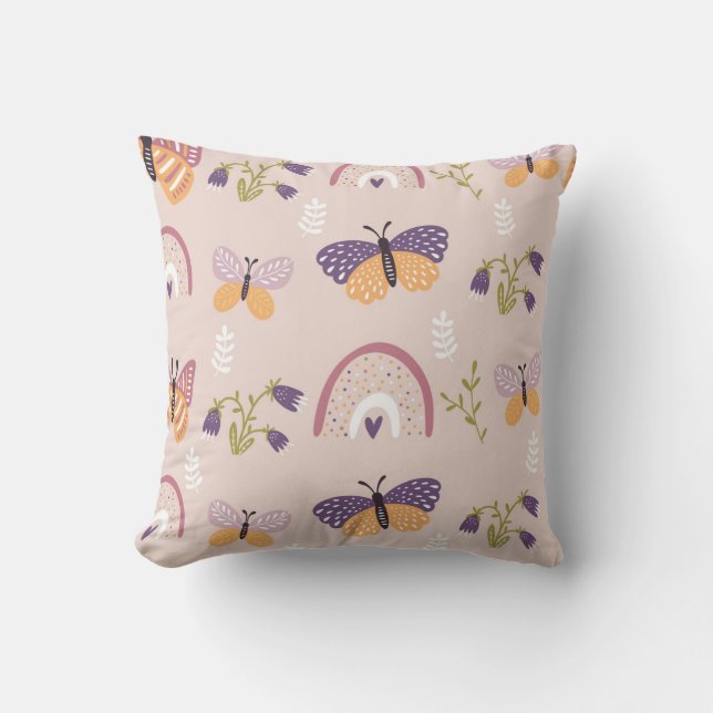 Papillon floral Arc-en-ciel Lève oreiller (Recto)