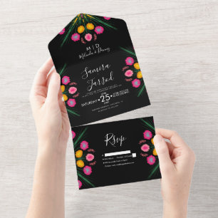 Papillon Floral Mexicain Tout en une invitation
