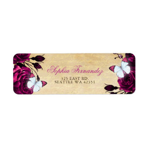 Papillon floral rose vintage rustique  