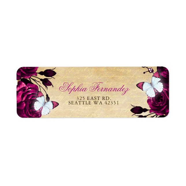 Papillon floral rose vintage rustique   (Devant)