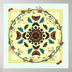 Papillon Garden Circulaire Abstraite Poster Imprim