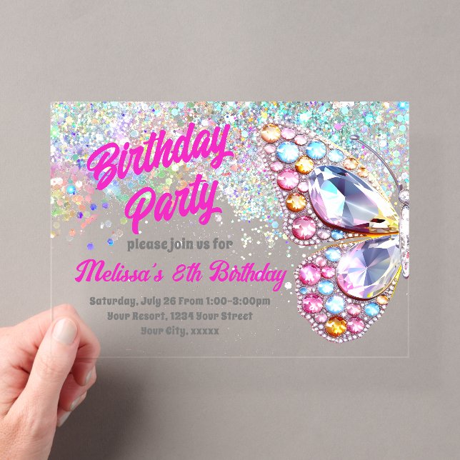Papillon Gemmes Invitation Anniversaire (In situ (ordinateur de poche))