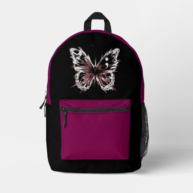 Papillon gothique noir et sac à dos Magenta (Recto)