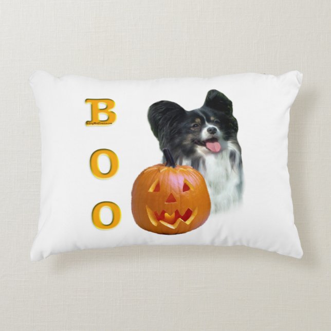 Papillon Halloween BOO Accent Pillow (Front)
