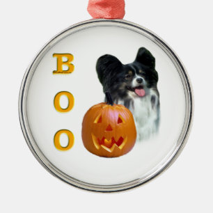 Papillon Halloween BOO Metal Ornament