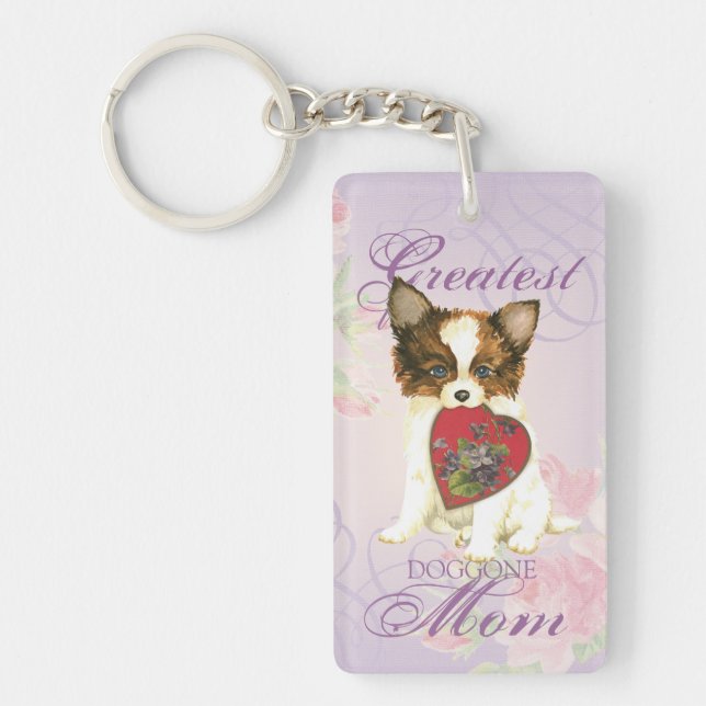 Papillon Heart Mom Keychain (Front)