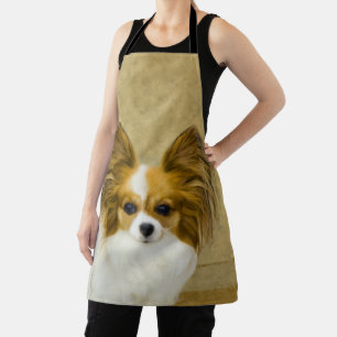 Papillon (Hound Tri) Painting - Original Dog Art Apron