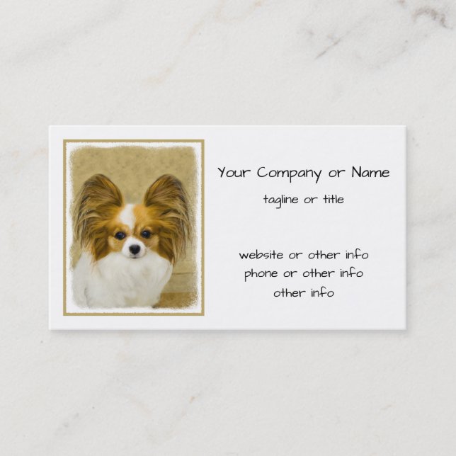 Papillon (Hound Tri) Painting - Original Dog Art Business Card (Front)