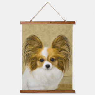 Papillon (Hound Tri) Painting - Original Dog Art Hanging Tapestry