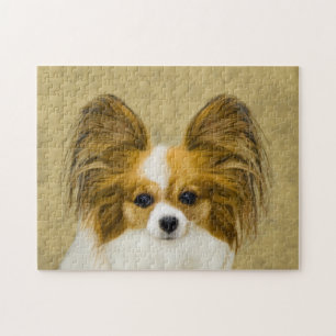 Papillon (Hound Tri) Painting - Original Dog Art Jigsaw Puzzle