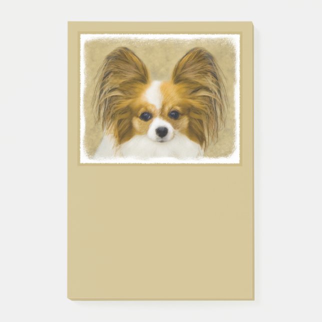 Papillon (Hound Tri) Painting - Original Dog Art Post-it Notes (Front)