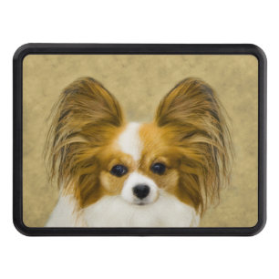 Papillon (Hound Tri) Painting - Original Dog Art Trailer Hitch Cover