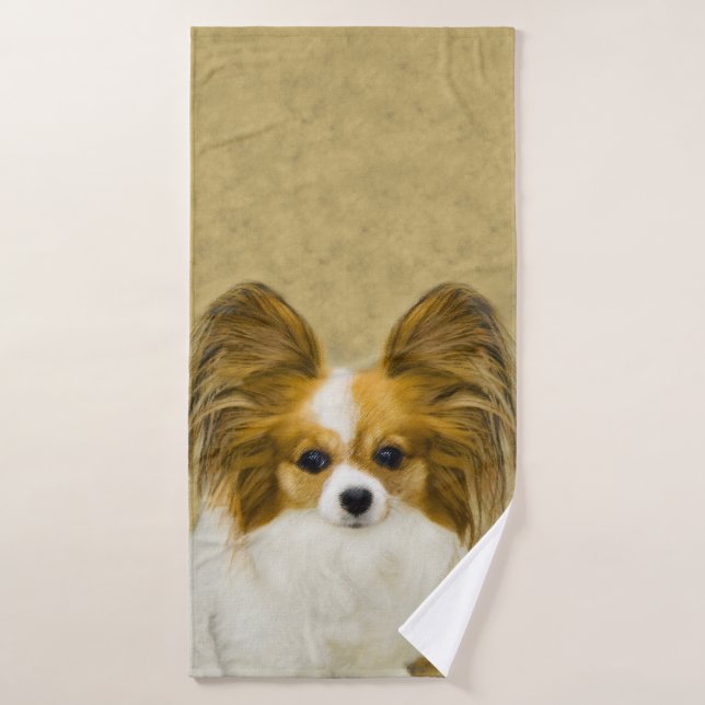 Papillon (Hound Tri) Peinture - Art Chien original (Serviette de bain)