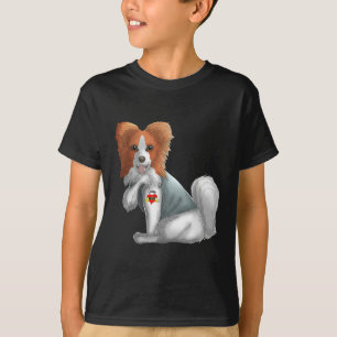 Papillon I Love Mom Tattoo Dog Shirt Funny Mothers