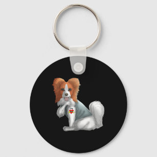 Papillon I Love Mom Tattoo Dog Shirt Funny Mothers Keychain