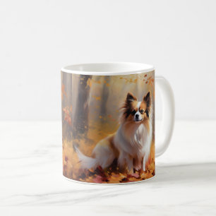 Papillon in Autumn Leaves Fall Inspire  Coffee Mug