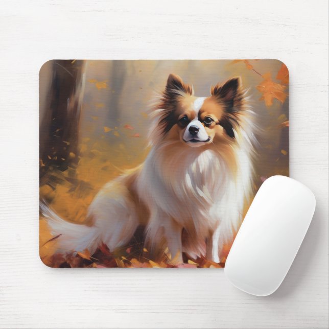 Papillon in Autumn Leaves Fall Inspire  Mouse Pad (With Mouse)