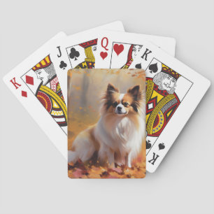 Papillon in Autumn Leaves Fall Inspire  Playing Cards