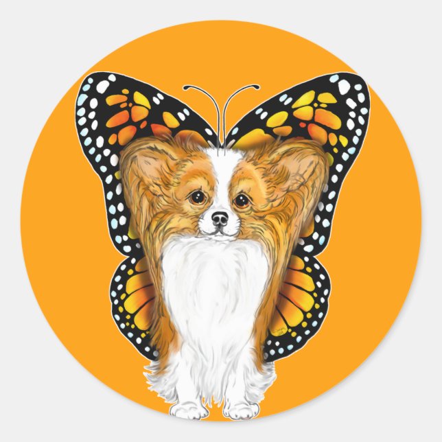 Papillon in Disguise Classic Round Sticker (Front)