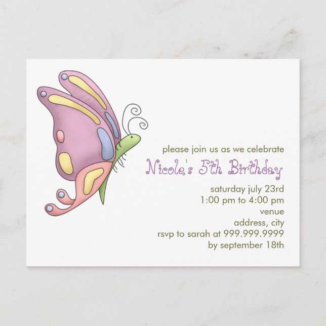 Papillon ・ Invitation d'anniversaire (Devant)