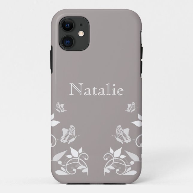 Papillon ivoire Floral BT iPhone 5 Coque (Dos)