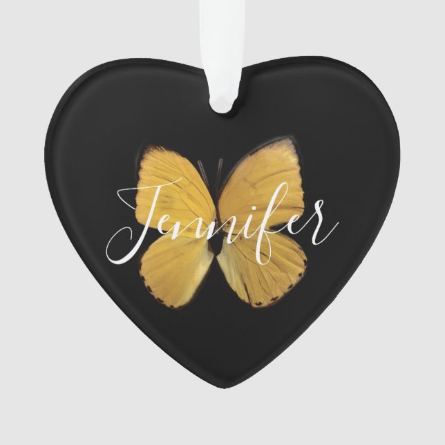 Papillon jaune Noël personnalisé (devant)
