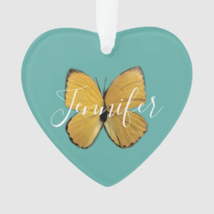Papillon jaune personnalisé Coeur en forme