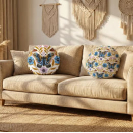 Papillon Kaleidoscope Round Pillow