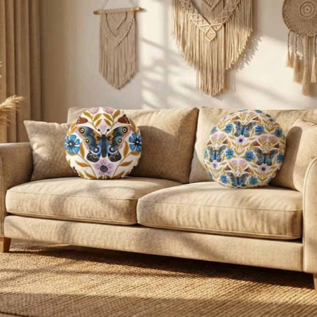 Papillon Kaleidoscope Round Pillow (Creator Uploaded)