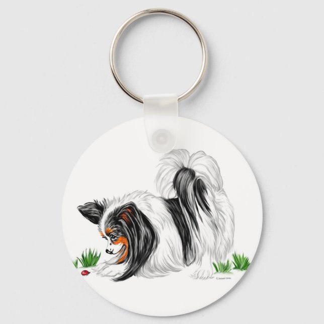 Papillon Lady Bug Dreams Keychain (Front)