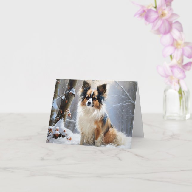 Papillon Let It Snow Christmas  Card (Orchid)