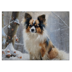 Papillon Let It Snow Christmas  Cutting Board