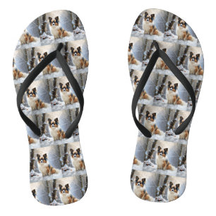 Papillon Let It Snow Christmas  Flip Flops
