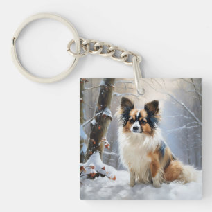 Papillon Let It Snow Christmas Keychain