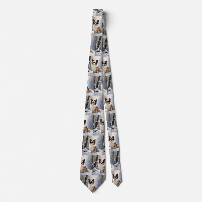 Papillon Let It Snow Christmas  Tie (Front)