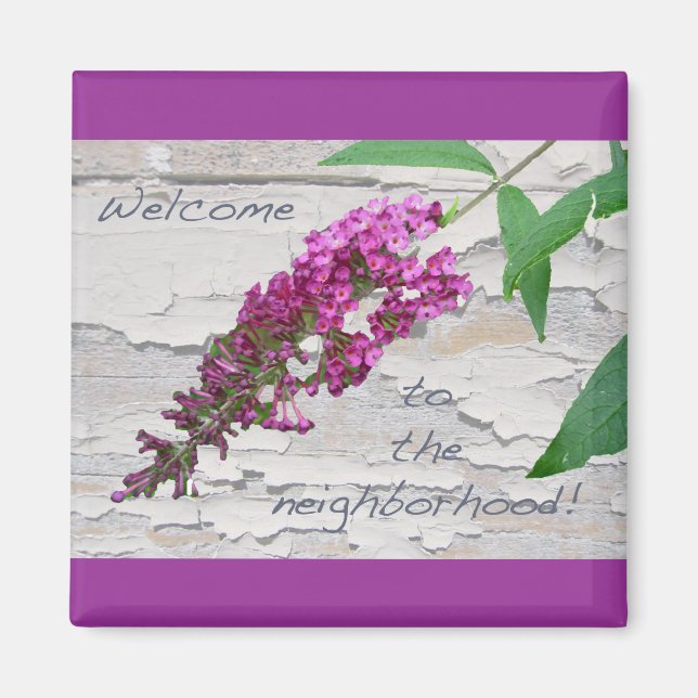 Papillon mauve Bush - Magnet de bienvenue (Devant)