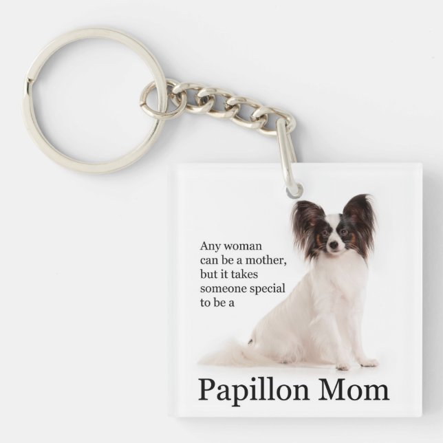 Papillon Mom Keychain (Front)