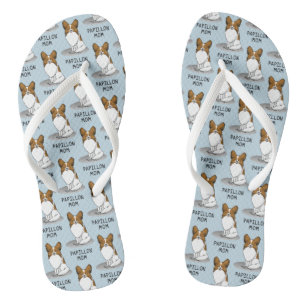 Papillon Mom Pap Mom (white & sable) Cute Dog Mom Flip Flops
