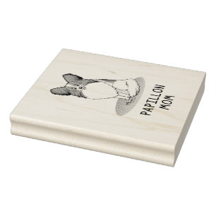 Papillon Mom Pap Mom (white & sable) Cute Dog Mom Rubber Stamp