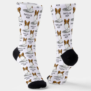 Papillon Mom Pap Mom (white & sable) Cute Socks