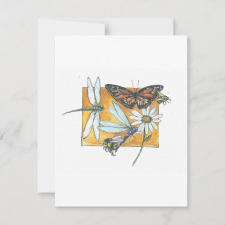 Papillon monarque, libellule et carte d'abeille