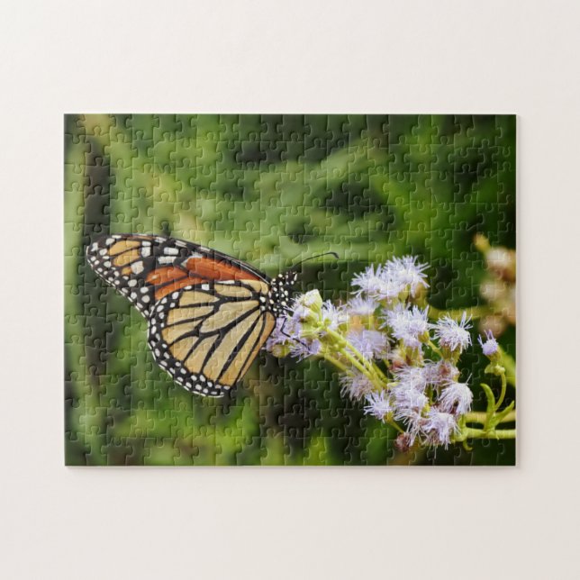 Papillon Monarque sur le Puzzle Fleur sauvage (Horizontal)